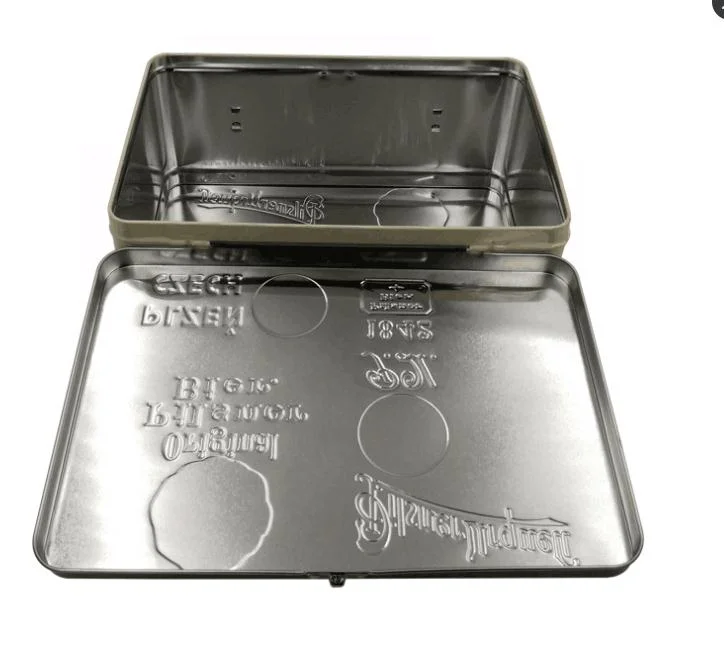 Embossed Surface New Big Custom Handle Lunch Tin Box